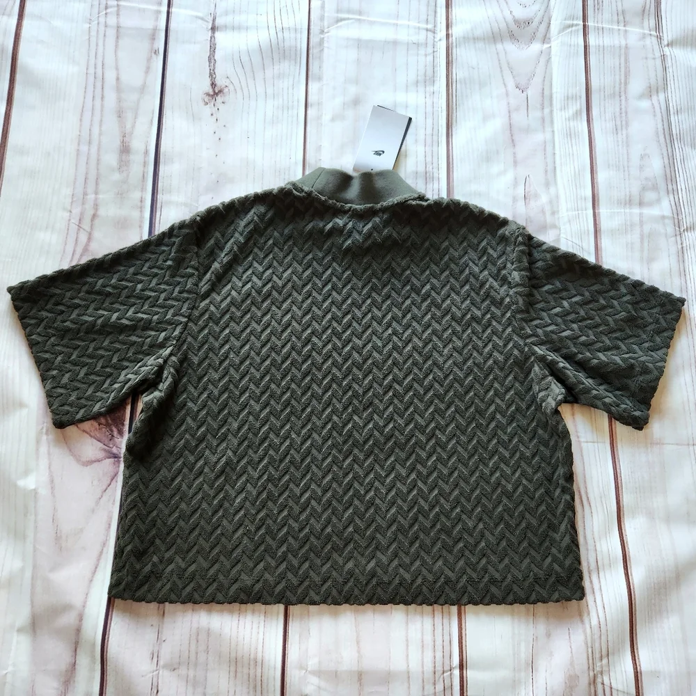 NWT Nike "Everyday Modern Allover Jacquard Boxy Top" Green Crop | Women's Size M - Picture 6 of 10